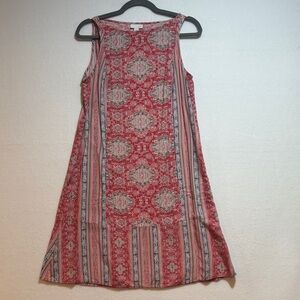 J. Jill Red and Pink Patterned Mini Dress